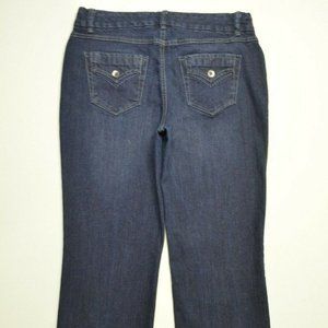 JEANSTAR Size 8 Womens STRAIGHT Leg STRETCH Dark‎ Wash LOW RISE Denim Blue Jeans